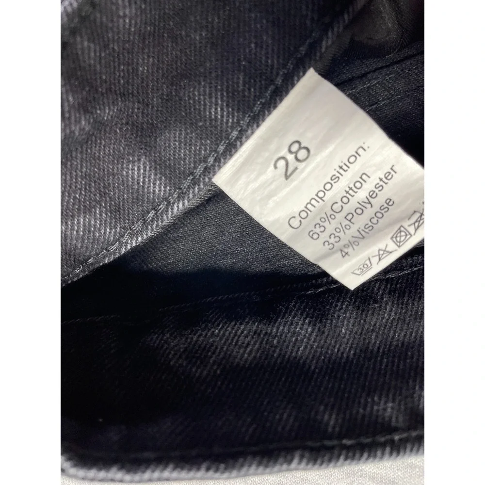 Mens Shorts 28 Black Dark Wash Denim Embellished Rhinestone Cross Cotton Casual